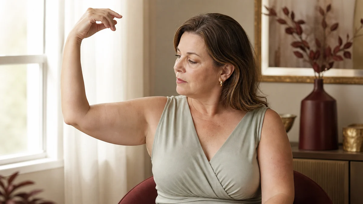 Natural upper-arm editorial crop showing realistic skin and soft-tissue contour