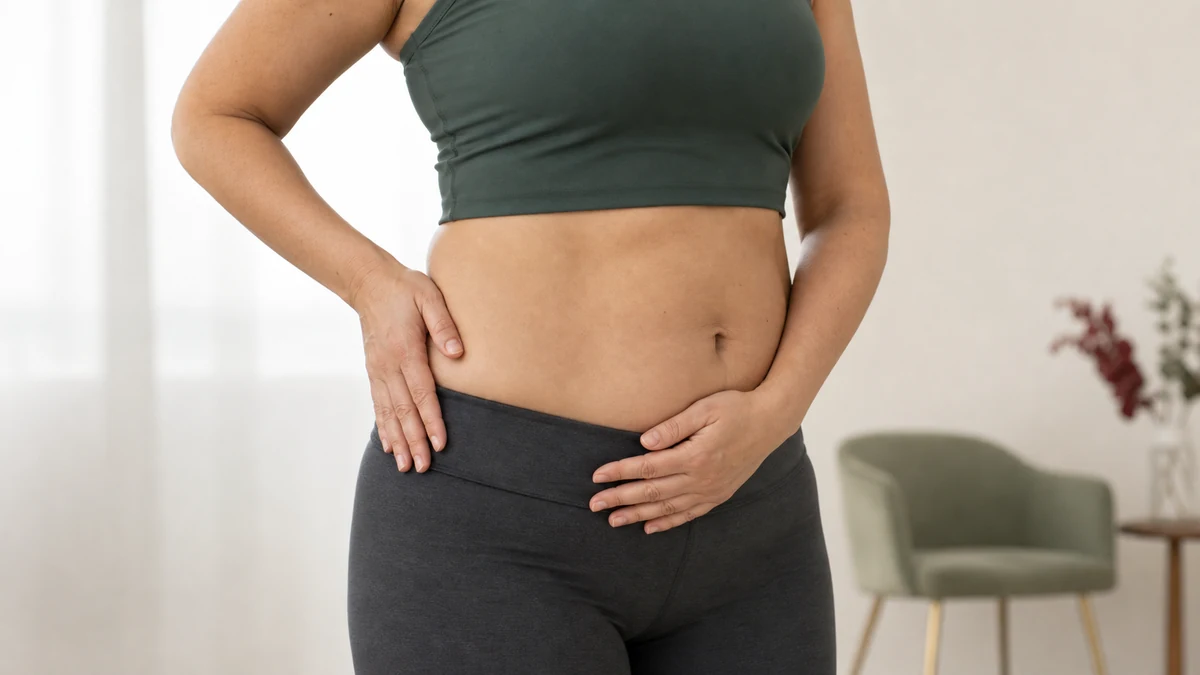 Adult torso during liposuction planning