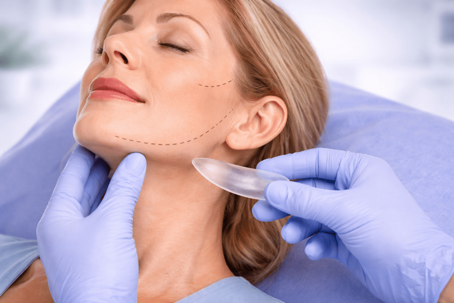 Woman receiving cosmetic treatment procedure