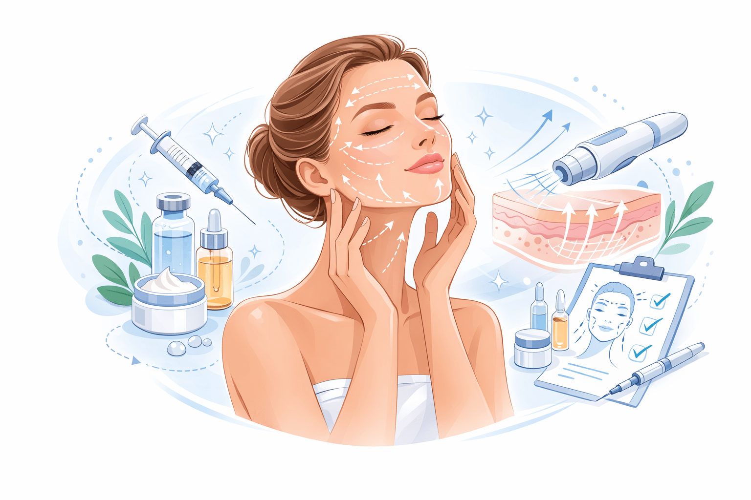 Skincare and beauty treatment illustration.