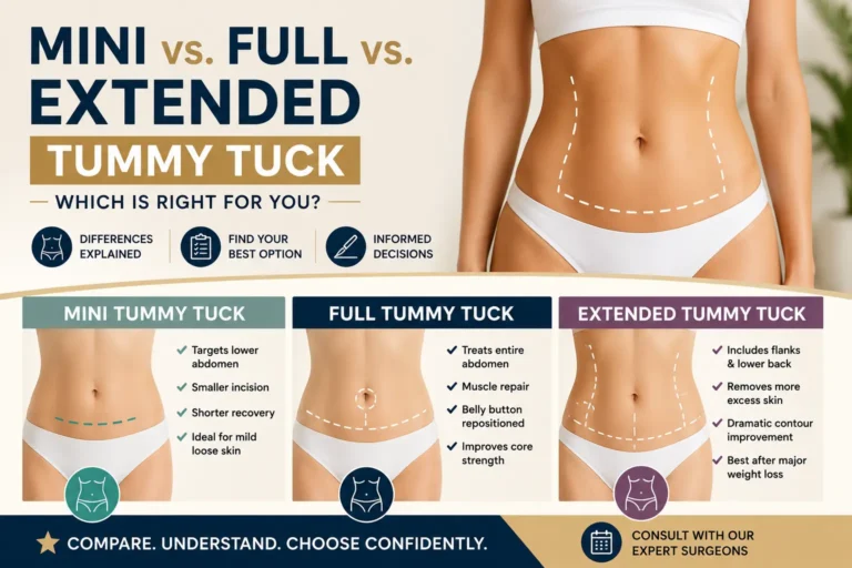 mini tummy tuck vs full vs extended comparison, details